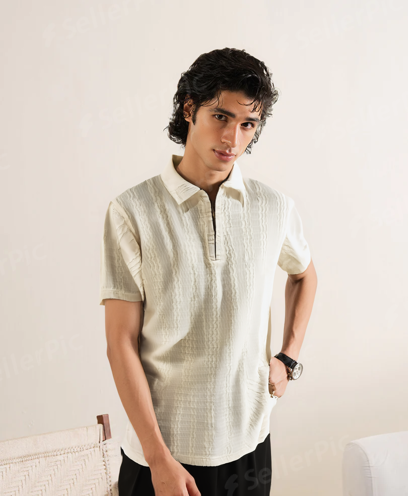 ZIPPER POLO (White)