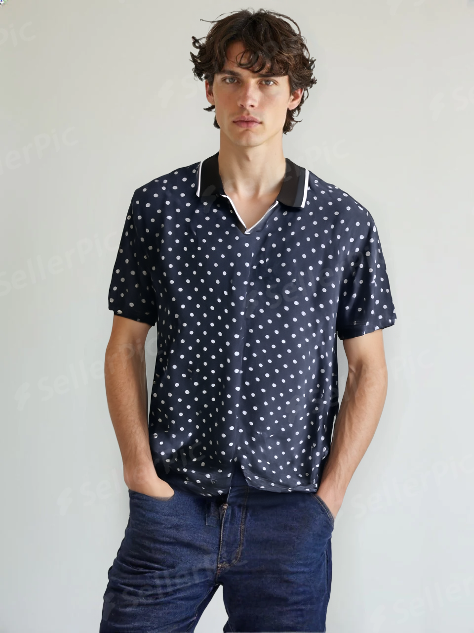 POLKA DRIP POLO (Blue)